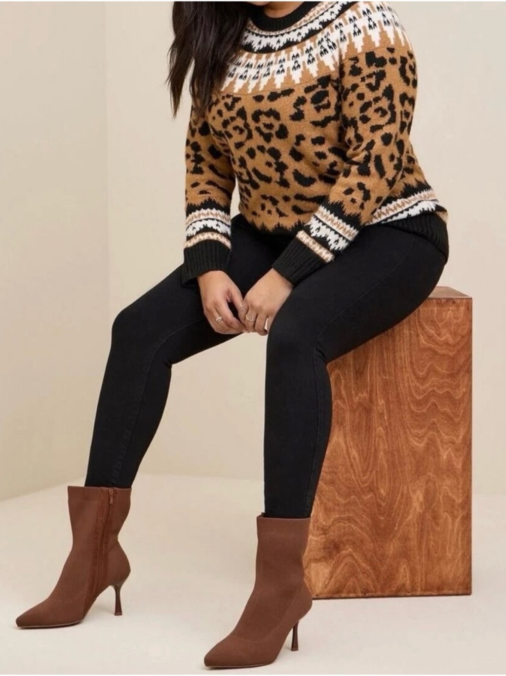 Torrid Leopard Fair Isle Sweater Size 2 Plus Size Cozy Knit Animal Print